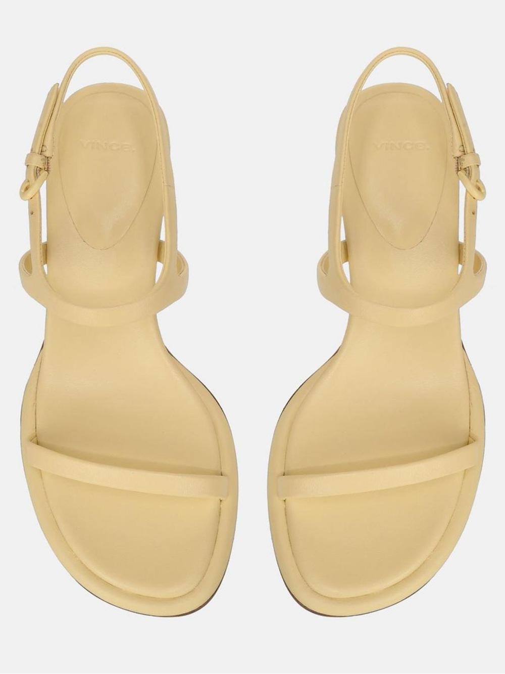 Vince Ester Leather Sandal - Butter Yellow Gold Kitten Heel Ankle Strap Sandals - Picture 3 of 4